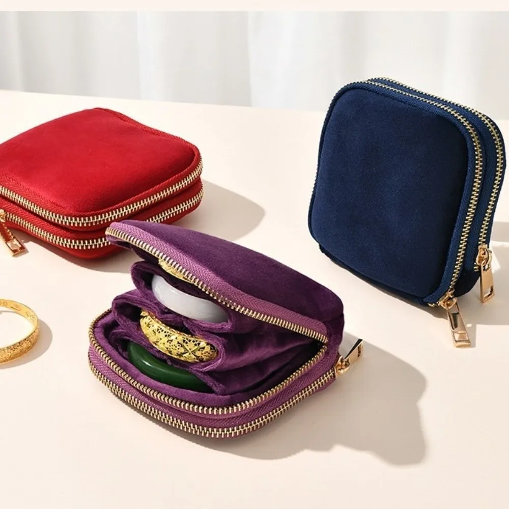 Double Layer Jewelry Pouch for Travel Small Soft Velvet Jewelry Organizer with Separate Compartments Portable Jewelry Case
