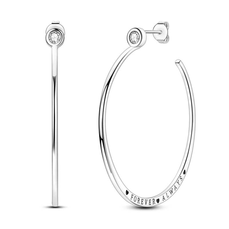 925 Sterling Silver Engraved Loving Heart Plain Silver Stud Earring For Anniversary Wedding Jewelry Gifts