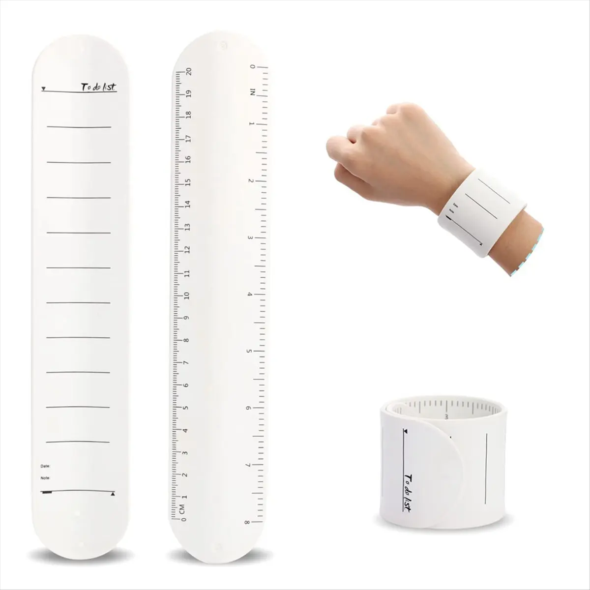 FTGT-Wearable Nurse Notepad Wristbands, 2 Pack Silicone Reminder Bracelet Write on Memo,White