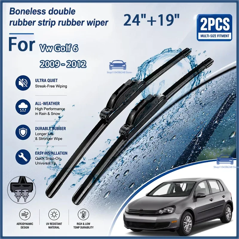 

24"+19" Front Wiper Blades For VW Golf 6 2009-2012 Windshield Replacement Parts