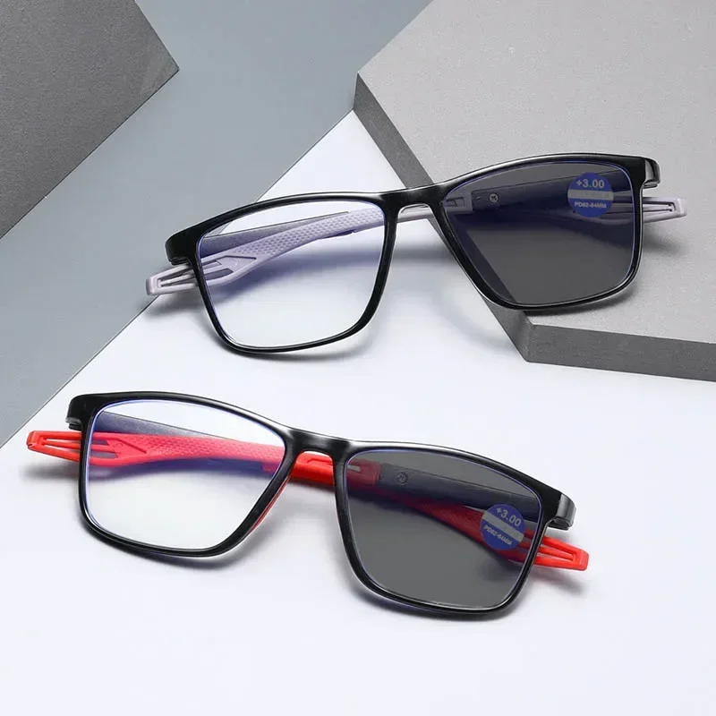 Ultraleichte photochrome Presbyopie-Brille, Vintage-TR90, Sport-Sonnenbrille mit Farbwechsel, fertige Lesebrille, 0 bis +4,0 – Detail 4