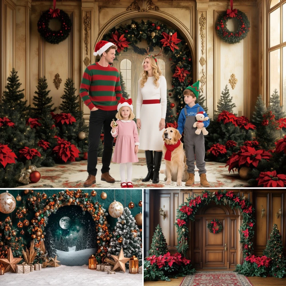 

Christmas Snowman Photography Background Wreath Props Family Christmas Eve Party Decoration New Year Background Cover