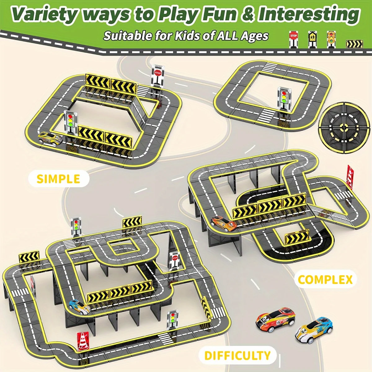 Giocattoli magnetici per auto con gru magnetica da strada, creatività con blocchi magnetici e giocattoli educativi per bambini dai 3 ai 6 anni, regali di compleanno