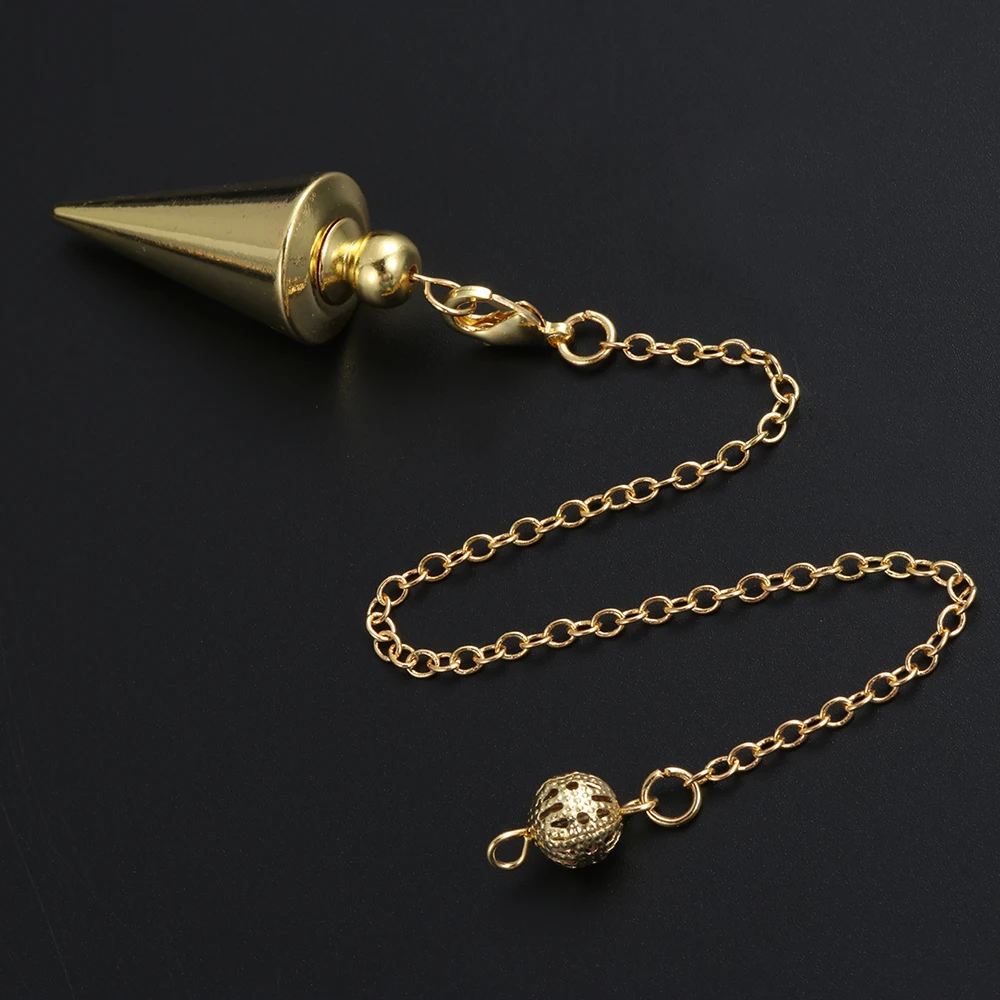 Reiki Metal Pendulum Dowsing Divination Pendulums Cone Pointed Healing Spiritual Pendant Brass Copper Ball Fashion Jewelry Gift