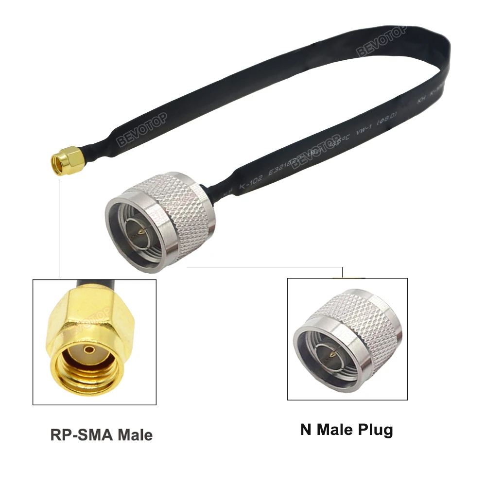 BEVOTOP Cable adapter window pass cable RP-SMA Male to N Female for External Antenna and 4G LTE 5G router 50 Ohm RF Cable