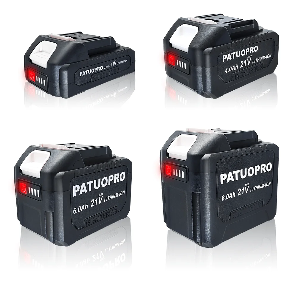 PATUOPRO 18-21V 2.0 4.0 6.0 8.0Ah Rechargeable Lithium Battery For Makita 18V Electric Wrench Saw Drill Grinder Power Tools