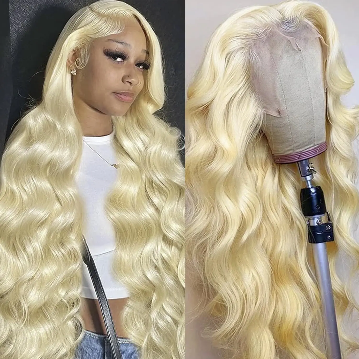 YIJIMEI 13x4 HD Transparent Body Wave Lace Frontal Human Hair Wig 613 Honey Blonde Lace Front Wigs For Women 250% Density