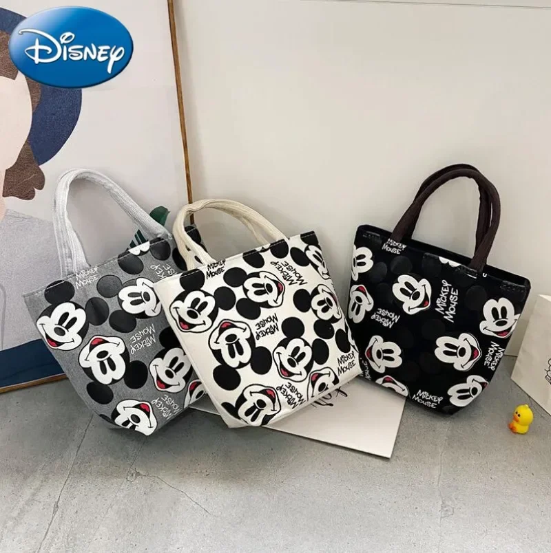 Disney New Canvas Cartoon Handbag Simple Cute Lunch Box Bag Women's Portable Lunch Box Bag Canvas Bag Lunch Bag Women