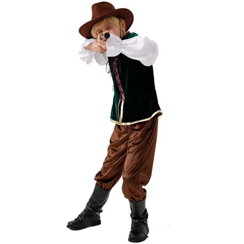 Halloween Holiday Party Costume Props Medieval National Costume Pirate Hunter Cosplay Costume Long Sleeve Vintage Streetwear Set