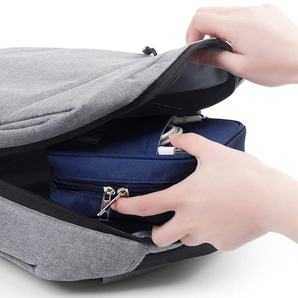 Oxford Travel Cable Bag Multi-layer Shockproof Digital Storage Pouch Solid Color Electronic Accessory Storage Bag