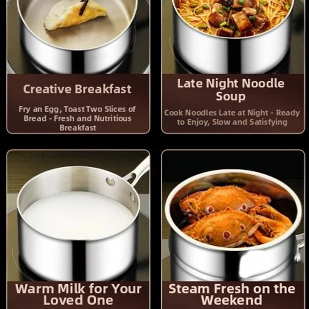 316 Stainless Steel Saucepan with Transparent Glass Lid for Real Time Monitoring While Preparing Baby Food Milk or Light Soups