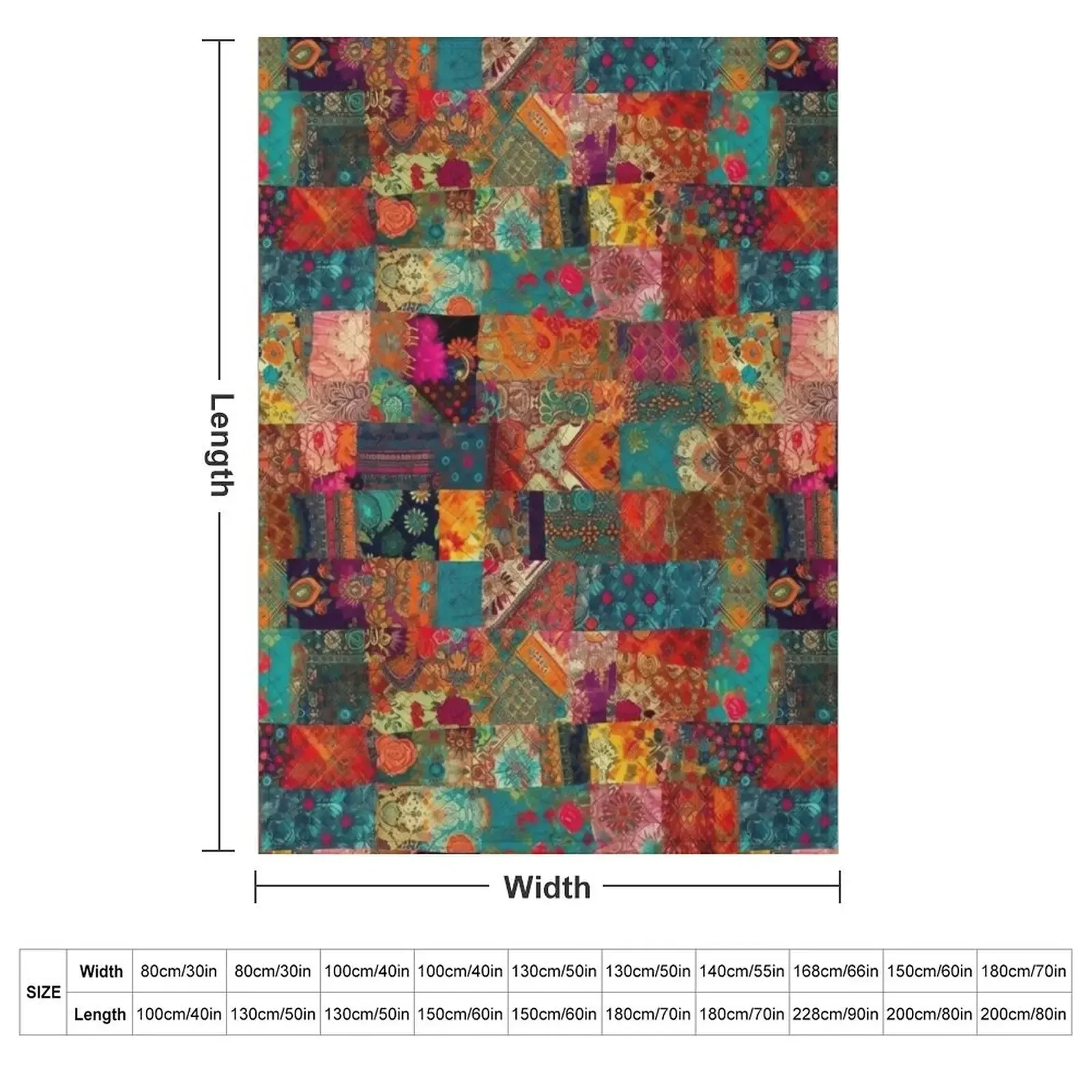 Bohemian Patchwork Wonderland Vibrant Bright Hippie Throw Blanket Beautifuls Personalized Gift anime Quilt Custom Blankets