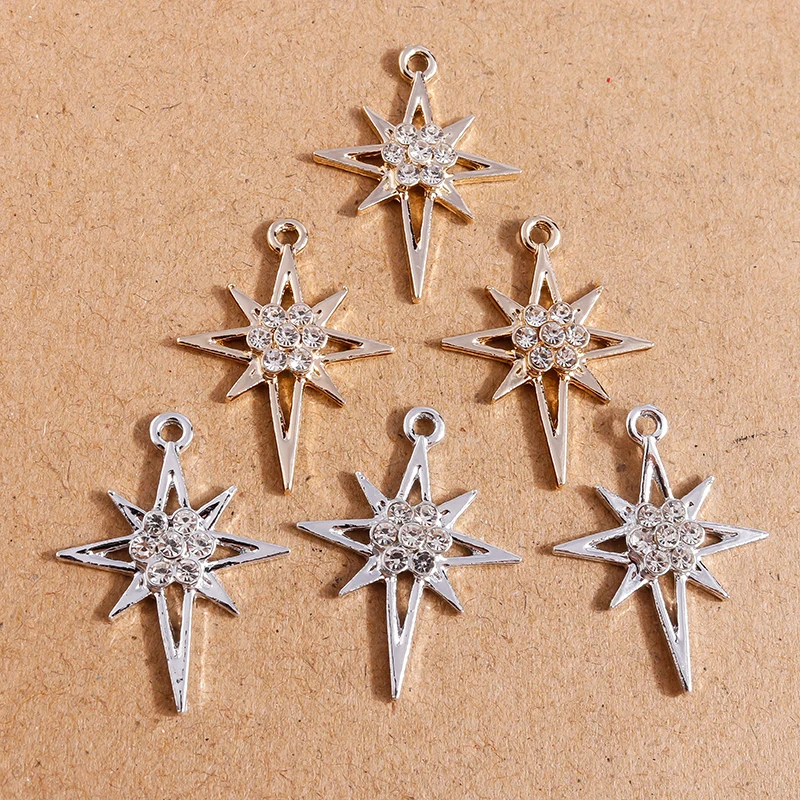 10 Stück 29*12mm Strass Stern Anhänger Charms für Schmuckherstellung Halskette Ohrringe DIY Armband Zubehör Zubehör – Detail 2