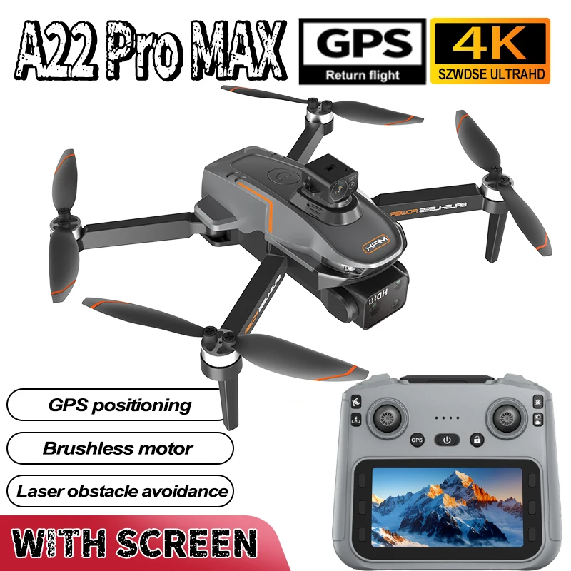 

A22 Pro MAX GPS дрон 4K профессиональная камера аэрофотосъемка FPV лазерное сканирование препятствий большой экран пульт дистанционного управления складной