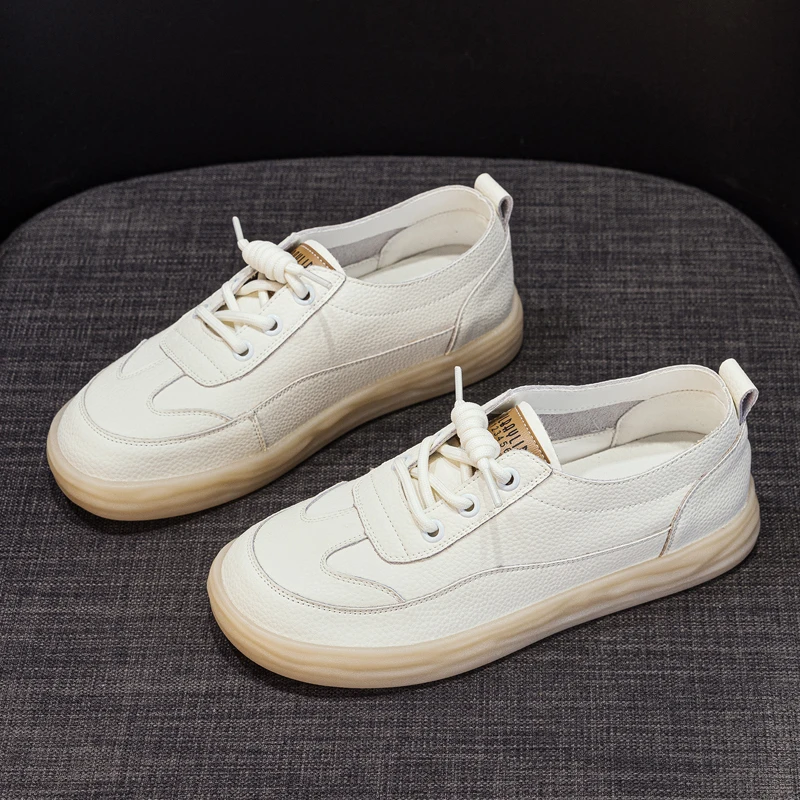 

AIYUQI Women's Casual Sneakers 2026 Spring Flats Shoes Women New Genuine Leather Large Size Lace-Up Student Shoes Women