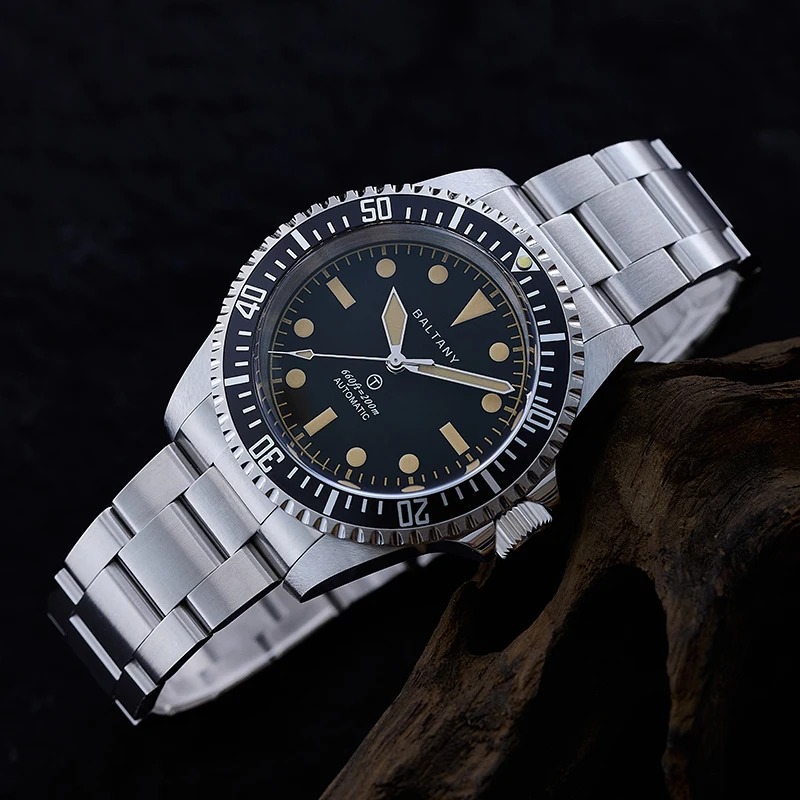 Baltany 39 مللي متر ساعة الغوص رجل S3075 MilSubmariner Homage ساعة 20Bar مقاوم للماء سوار الفولاذ المقاوم للصدأ NH38 ساعة رياضية أوتوماتيكية