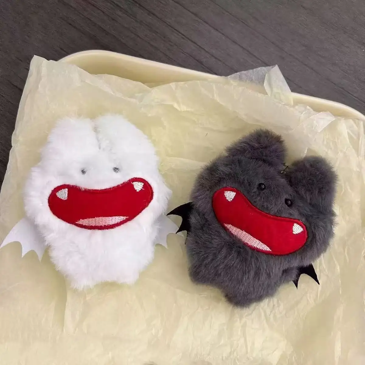 Cute Bat Plush Couple Keychain Halloween Soft Stuffed Doll Key Ring Kawaii Animal Bag Pendant Friend Gift Backpack Decor 2pcs