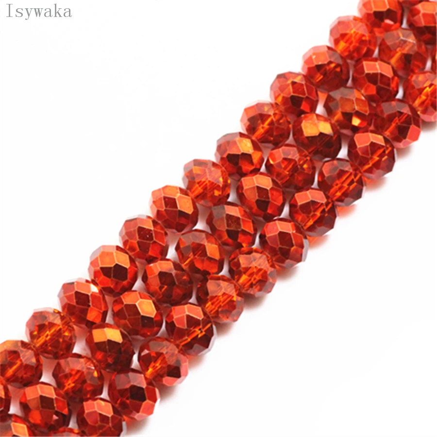 Isywaka Ran Orange Color 2mm,3*4mm,4*6mm,6*8mm Austria faceted Crystal Glass Beads Loose Spacer Round Beads For Jewelry Making