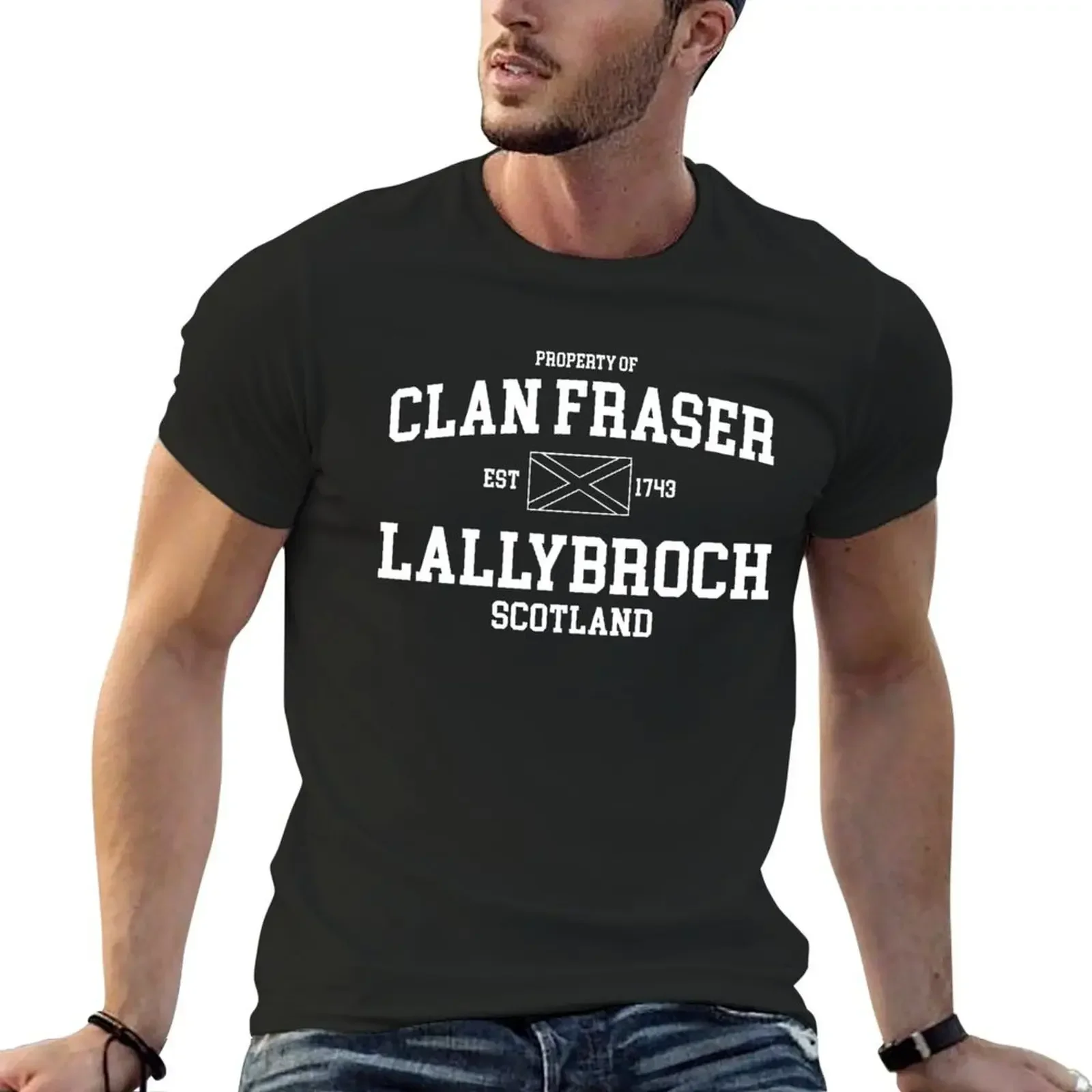 Property Of Clan Fraser Est 1743, Lallybroch Scotland T-Shirt cotton graphic tees vintage mens graphic t-shirts hip hop