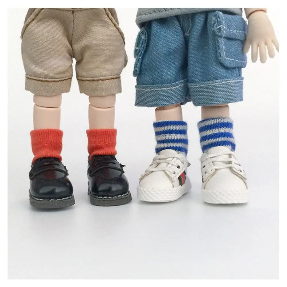 Calcetines cortos de algodón para muñeca BJD, medias cortas a rayas, varios colores, Ob11, 1/12, 1/12