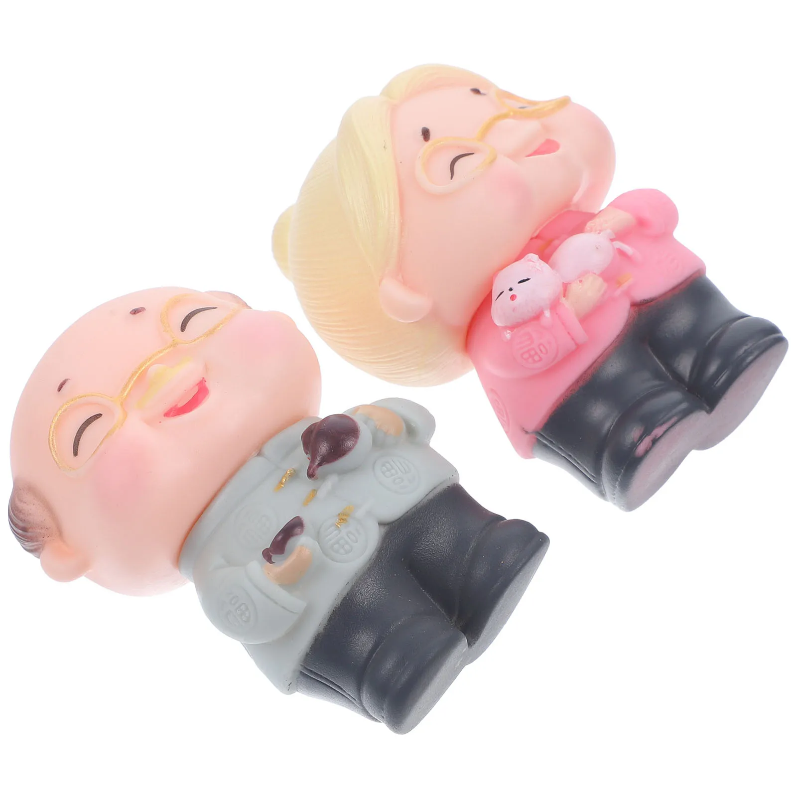 2 قطعة زينة الكعكة الذكرى المركزية البلاستيكية الفن الحرفية لسطح المكتب المشهد الصغير قابلة لإعادة الاستخدام المسنين زوج حلية المنزل الطرف #6