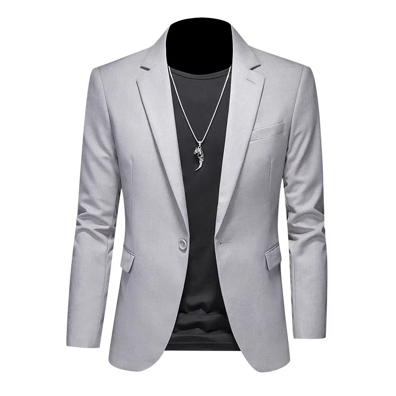 Blazer informal de negocios a la moda para hombre, chaqueta ajustada de Color sólido en negro, blanco, rojo y verde, traje de fiesta para novio y boda, abrigo M-6XL