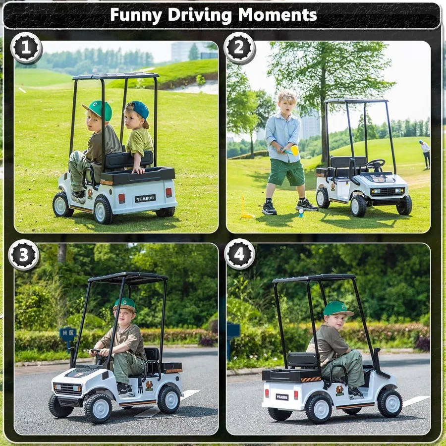 12V 7AH ゴルフカート 男の子 女の子向け バッテリー駆動 乗用玩具 親用リモコン付き 2人乗りゴルフカート プラスチック製