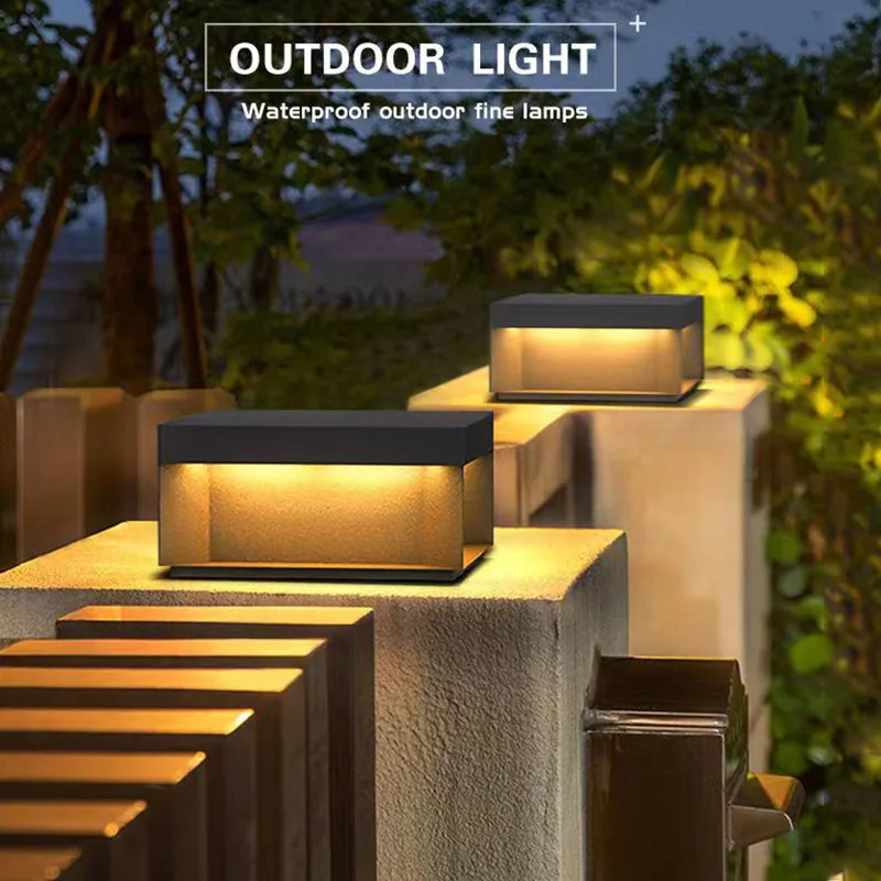 Modern Simple Solar Pillar Light High Quality Outdoor Lamp Fence Gate Pillar Yard Wall Light Waterproof Garden Yard Lights LED