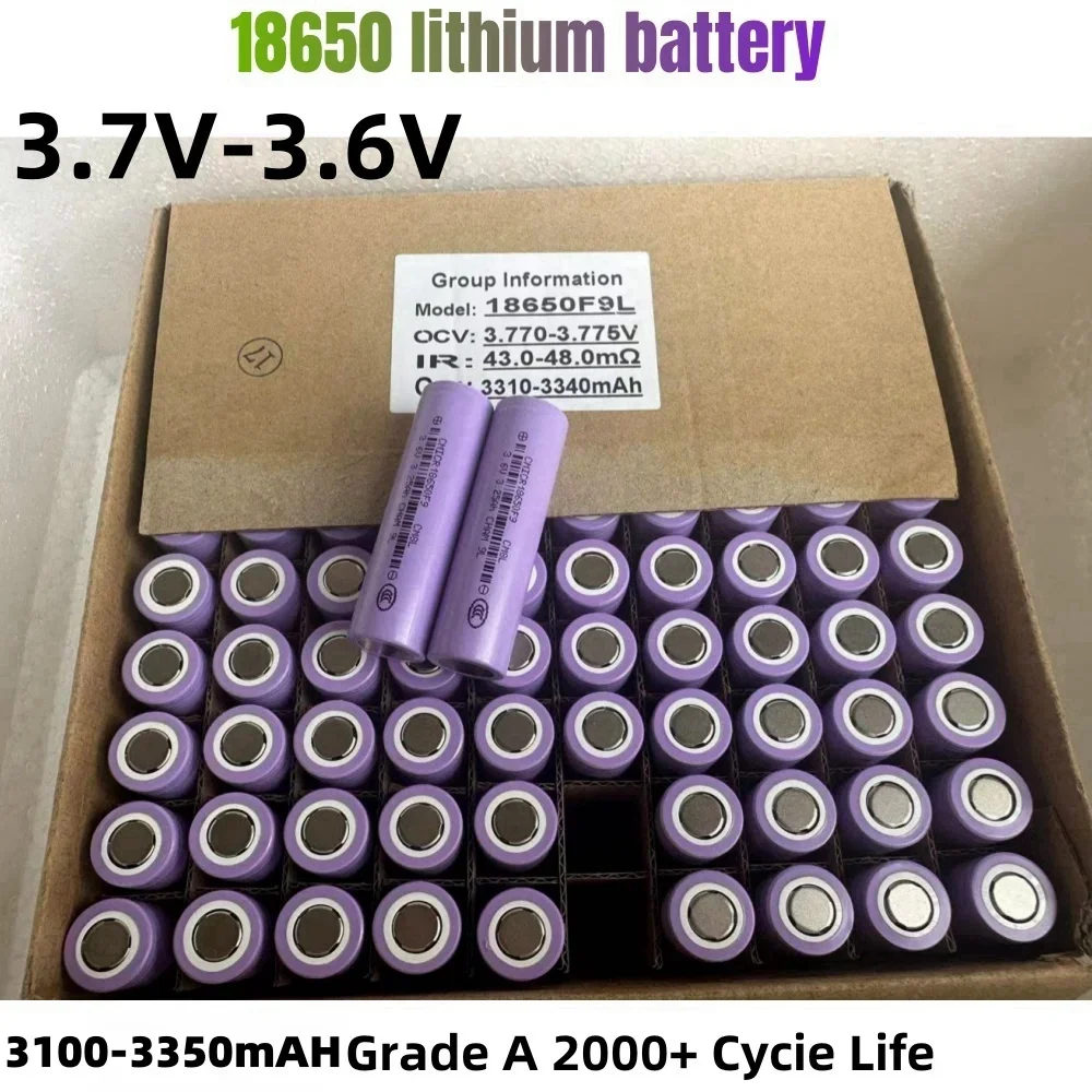 100% Original 18650 3.6v 3300-3350mah Rechargeable Lithium Battery
