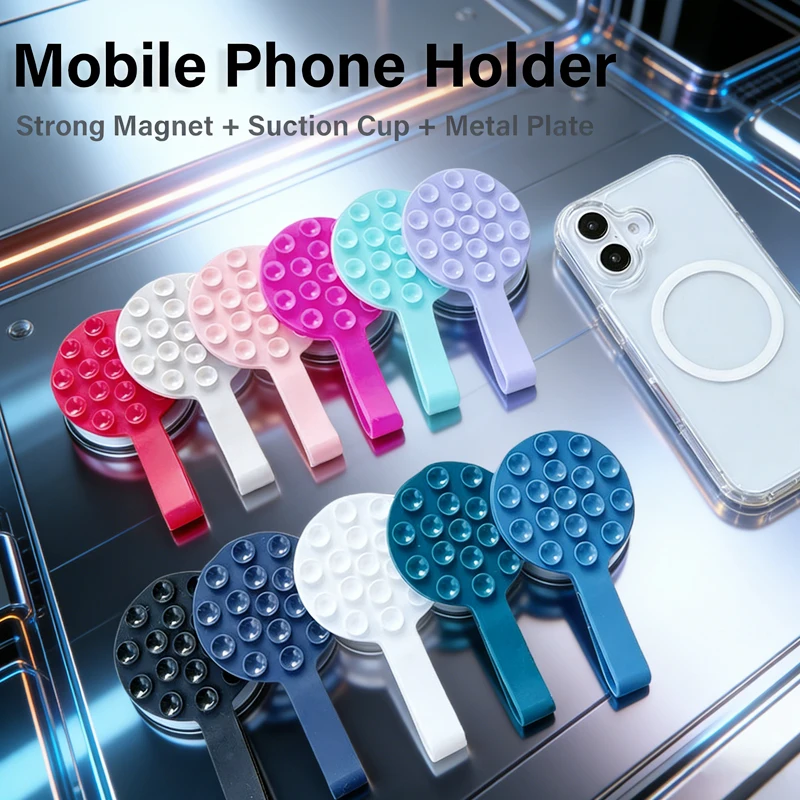 Magnetischer Handyhalter mit Silikon-Saugnapf für Glaswände – Tragbare, starke Magnethalterung für iPhone 17, 16, 15 Pro, Xiaomi