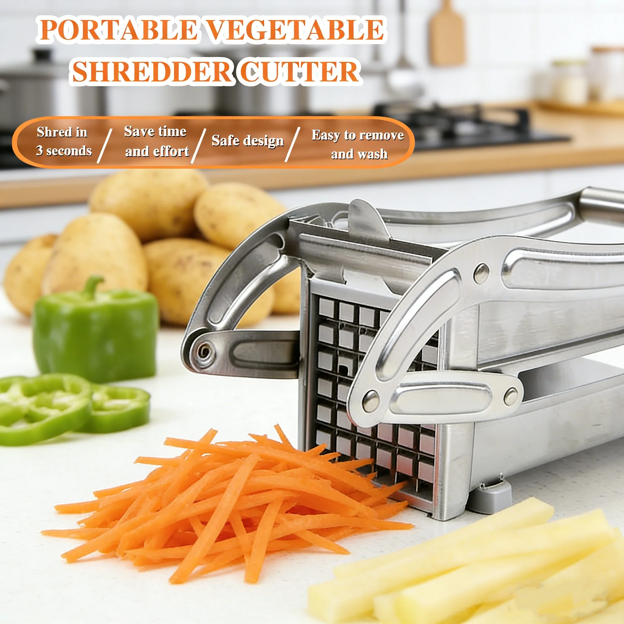 Multifunctional Food Grade Stainless Steel Vegetable Slitting Machine  Portable Chopper Fruit  Dicing Machine Kitchen Gadgets