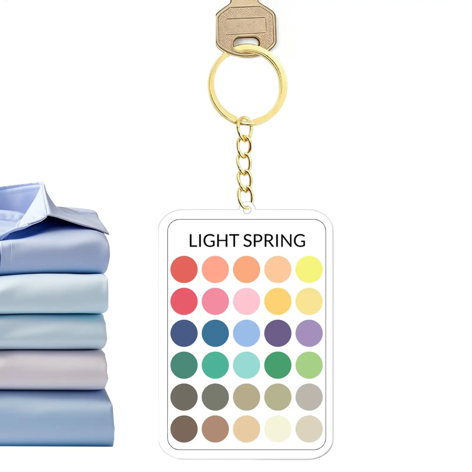 Fashion Seasonal Color Analysis Color Card Keychain Portable 30 Colors Sample Cards Clear Acrylic Keyring Charm for Women