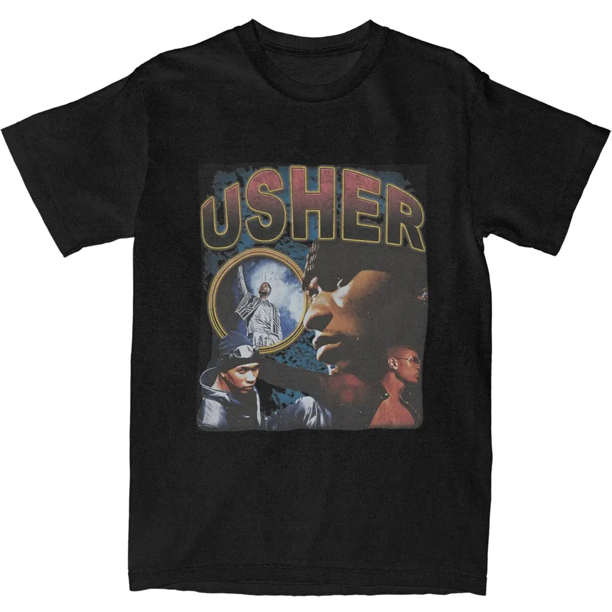 

Usher 90s T-Shirt Men Vintage Cotton T Shirts Summer O-Neck Hip Hop Tee Shirt Casual Oversized Tops