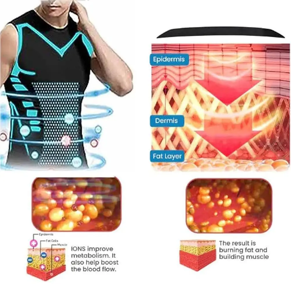 Ionic Shaping Vest Men's Sports Skin-tight Vests Fast Dry Breathable Slim Sleeveless Elastic Vest Fitness Top