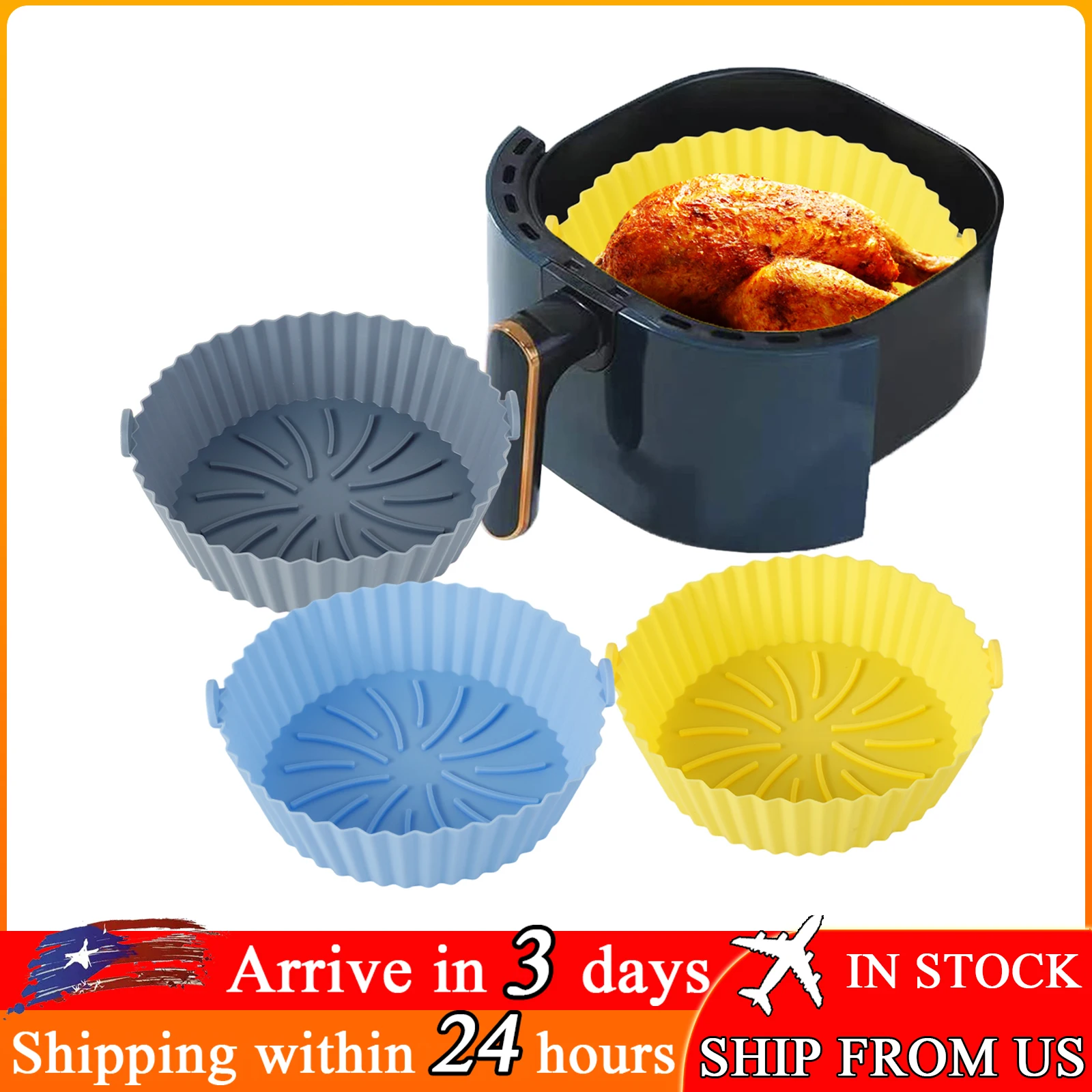 

18Pcs Reusable Air Fryer Silicone Pot Oven Baking Tray Airfryer Silicone Basket Pizza Fried Chicken Grill Pan Mat for Kitchen