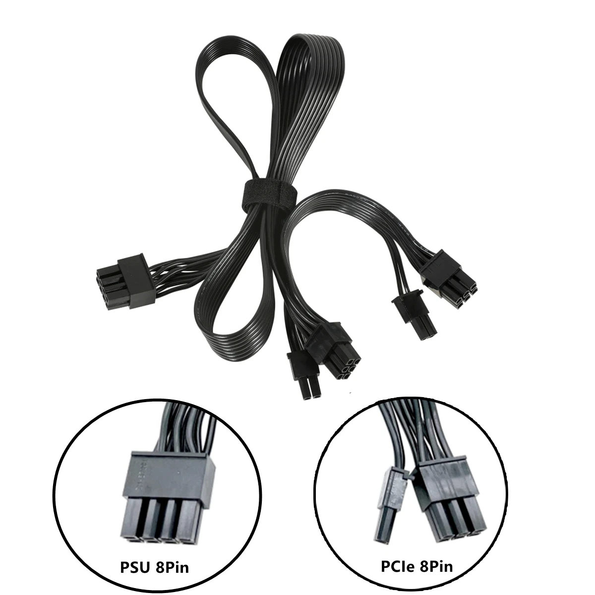 PSU 8Pin to Dual 8Pin 6+2Pin PCIe GPU Power Cable for Corsair HX1200, HX1000, HX850, HX750 PLATINUM Modular Power, 18AWG 60+20CM