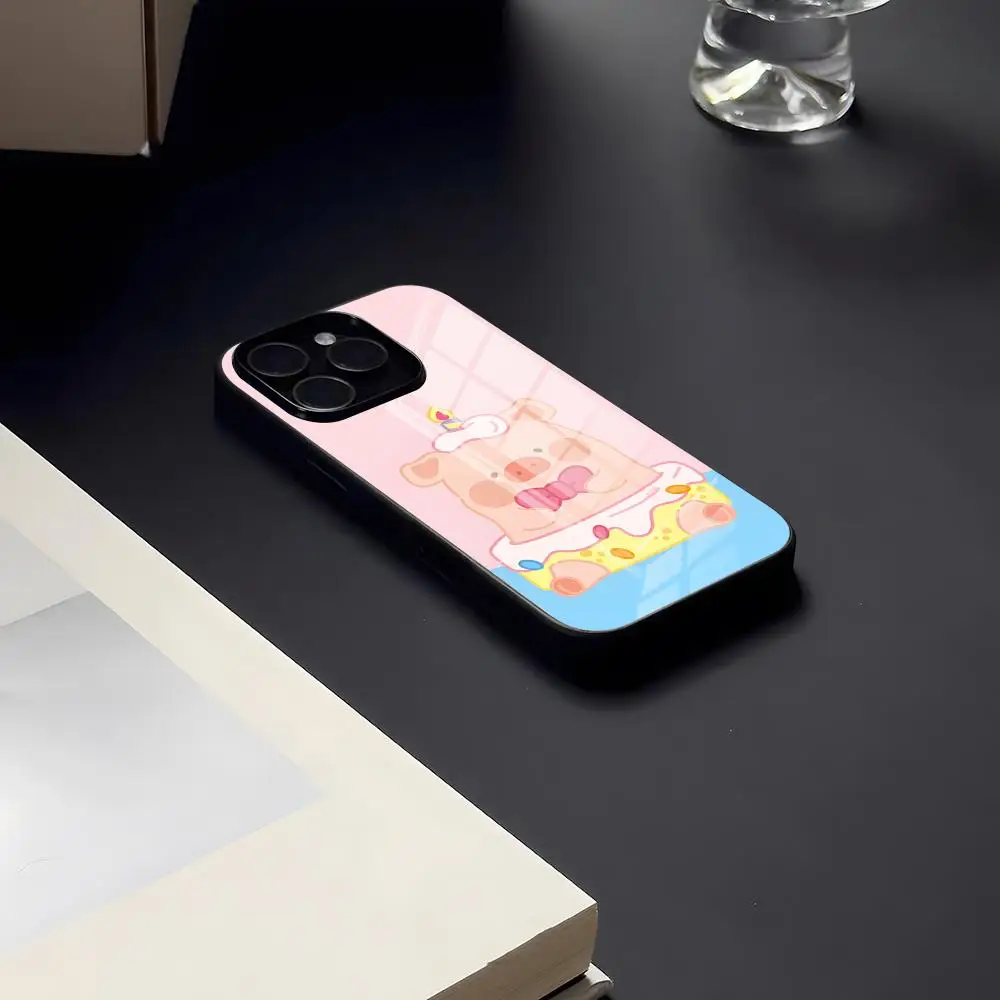 Cartoon L-Lulu Pig Phone Case For IPhone 18 Pro Max 17 Pro 16 15 14 Plus 12 13 11 Shockproof Glass Cover