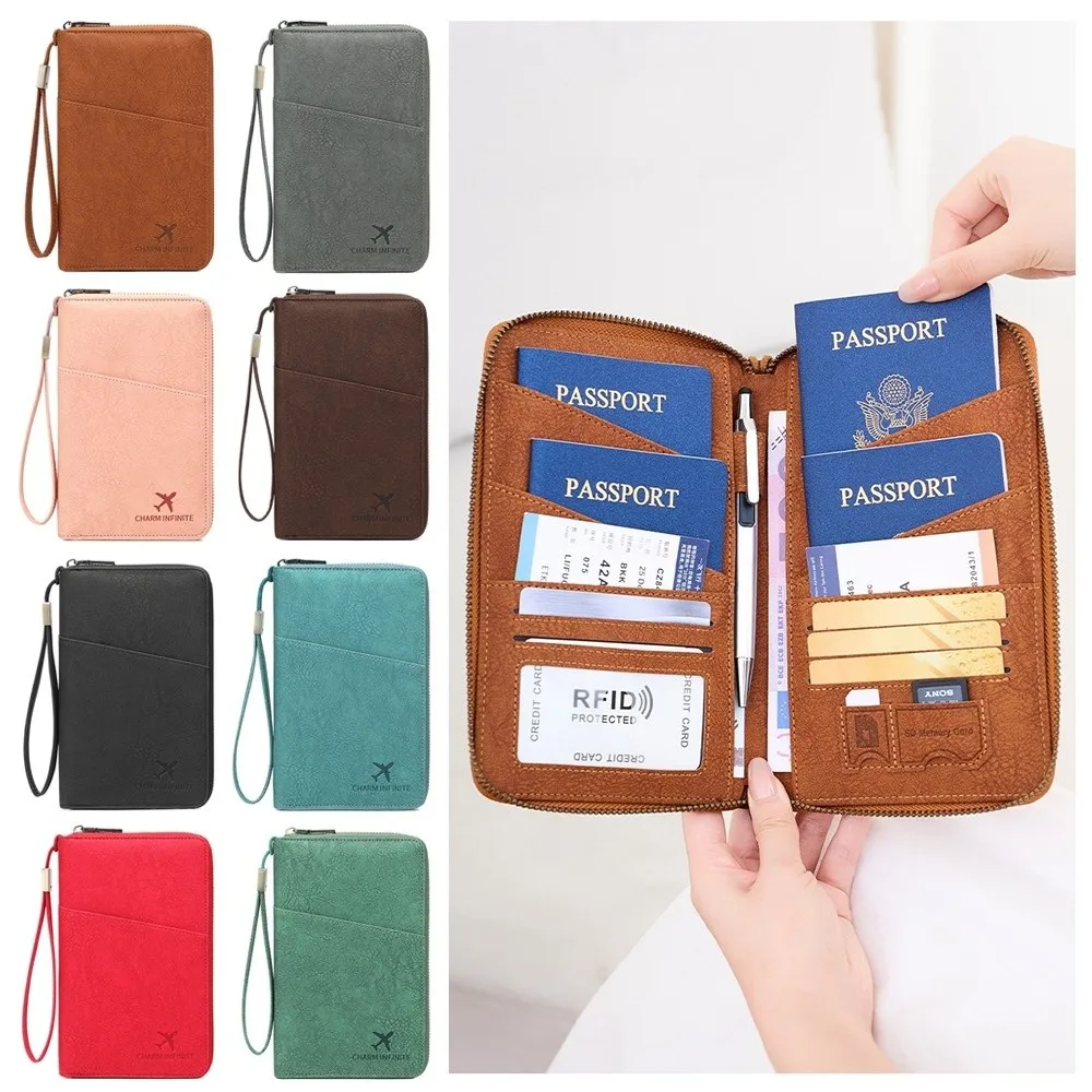 Anti-Theft RFID Protection​ ​RFID Blocking Passport Holder​ ​Long Zipper Closure​ ​Durable​ ​Multi-Passport Wallet​