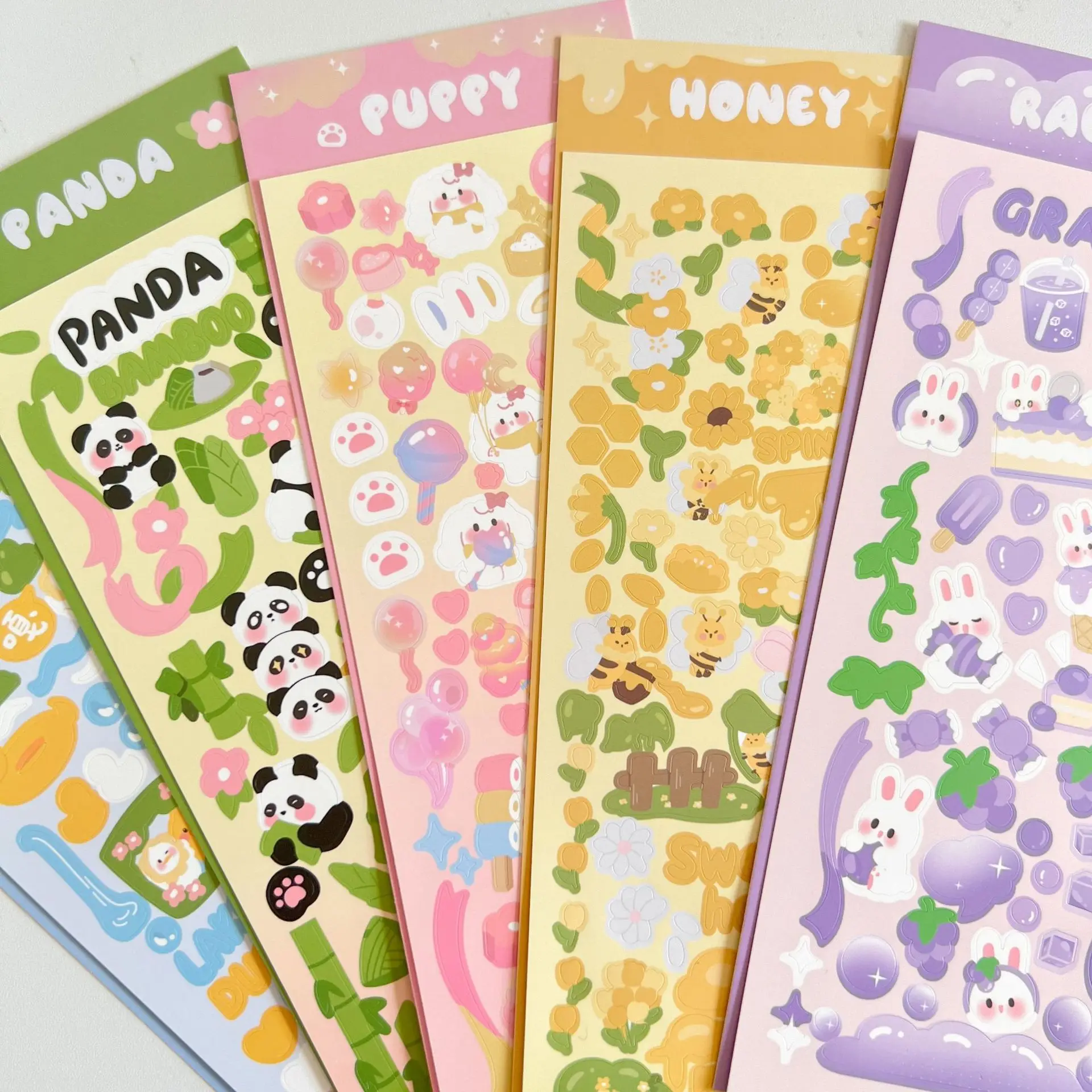 Cute Cartoon Panda Bee Animal Stationery Sticker DIY Scrapbooking For Idol Card Diary Happiness Planning Ribbon Decoration Stick