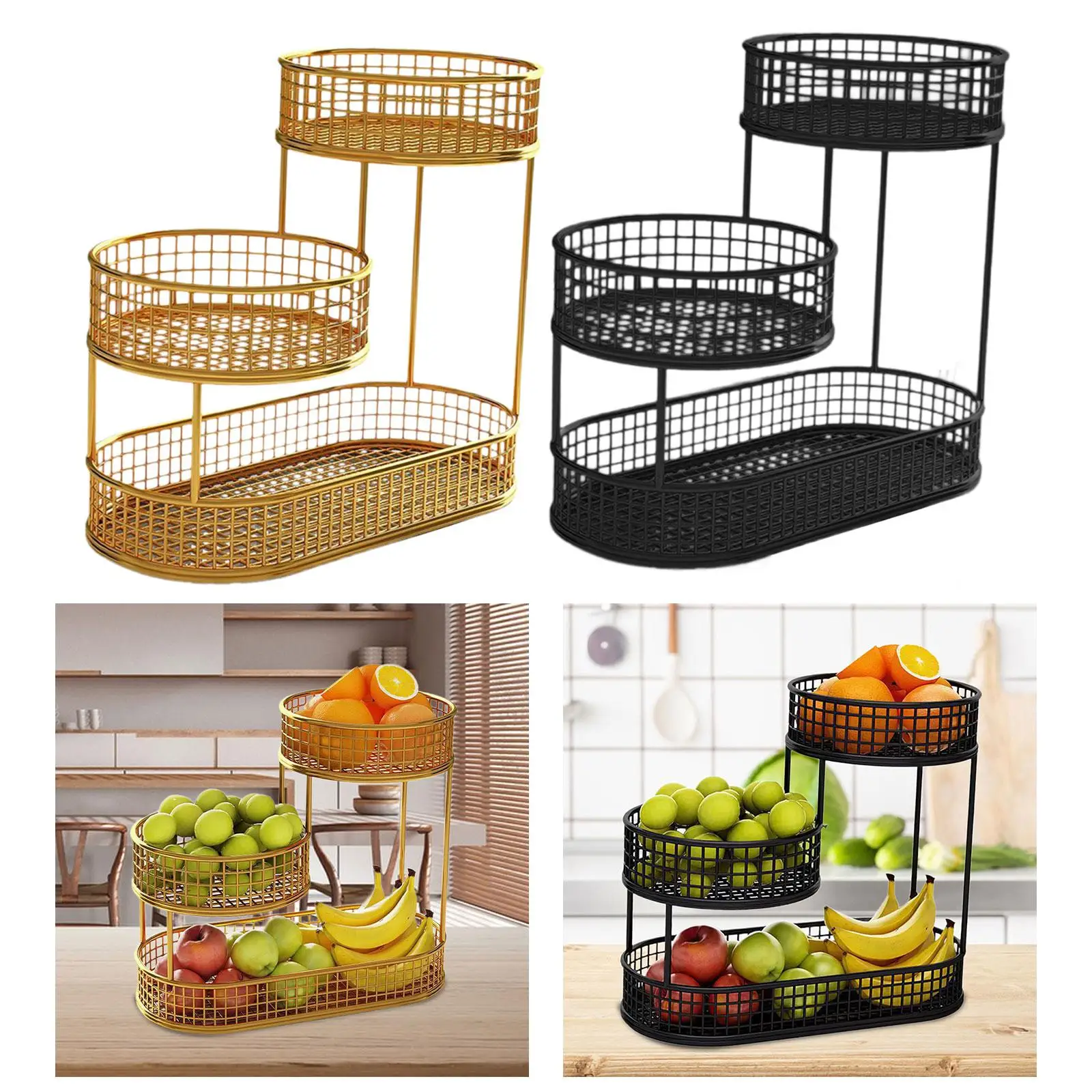 3 Tier Fruit Basket Fruit Bowl Multiuse Countertop Vegetable Bowl Produce Holder