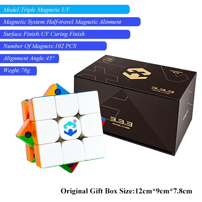 Classic Puzzle 3x3 speed-cubing Educational Toy Cube Competition Magnetic Speed Cube Triple Professional 360° Smooth Rotation