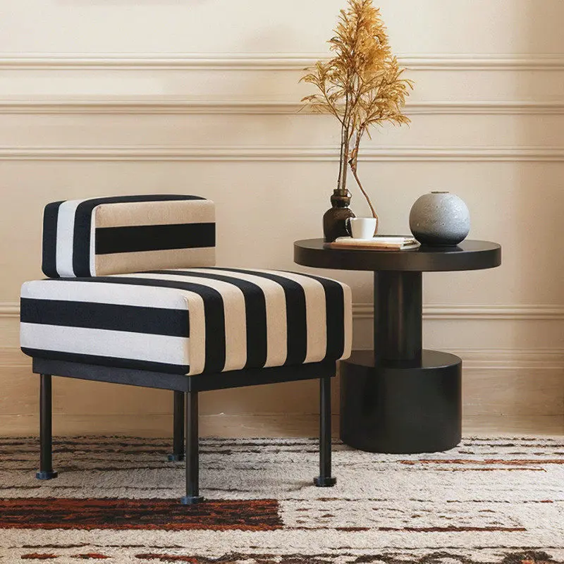 Sofa chair, shoe changing stool, living room balcony, casual small apartment, retro striped dressing chair