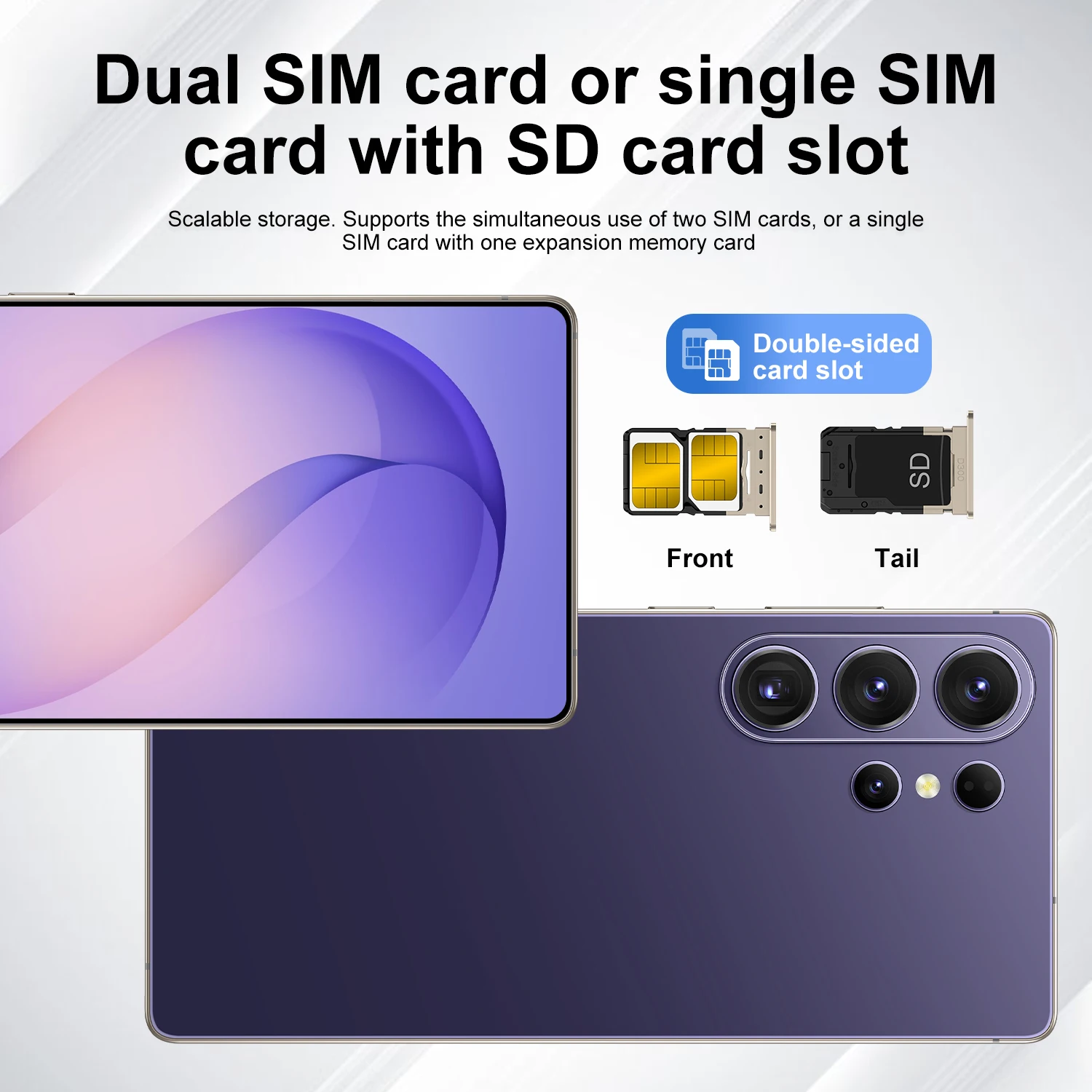 SURGAZE Global Version S26 Plus Smartphone 5G Android 5000mAH 8GB RAM 256GB ROM 6.56Inch 24+48MP 5G Network Mobile Phone