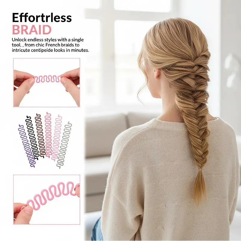 Magic Hair Bun Maker Fish Bone French Braid Tool Easy Operation Twist Roller for Beginner Home DIY Hairstyling Use