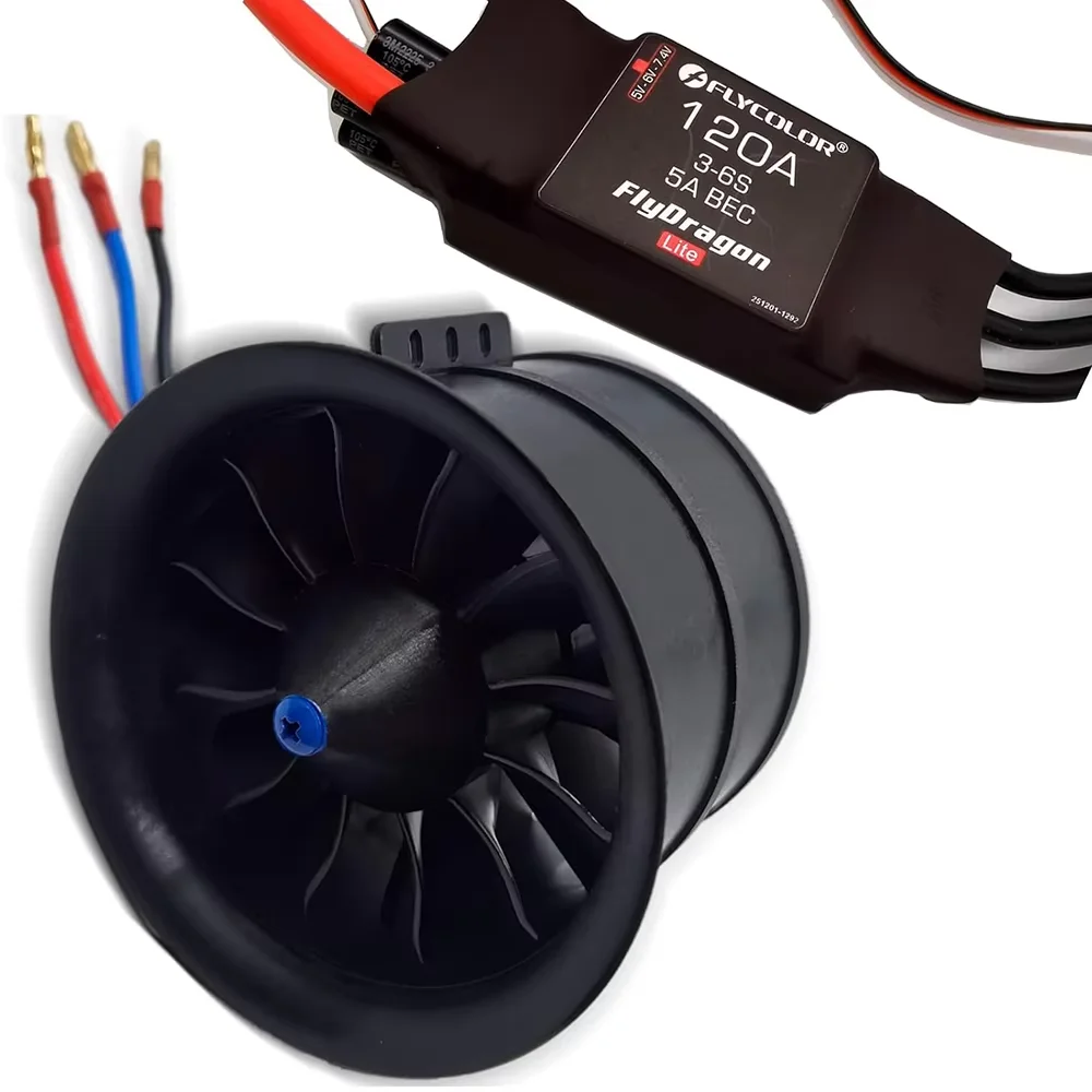 90mm EDF 12‑Blades Ducted Fan With 6S 4250‑1450KV RC Brushless Motor, 120A ESC 3‑6S Electric Speed Controller For RC Jet Airplan
