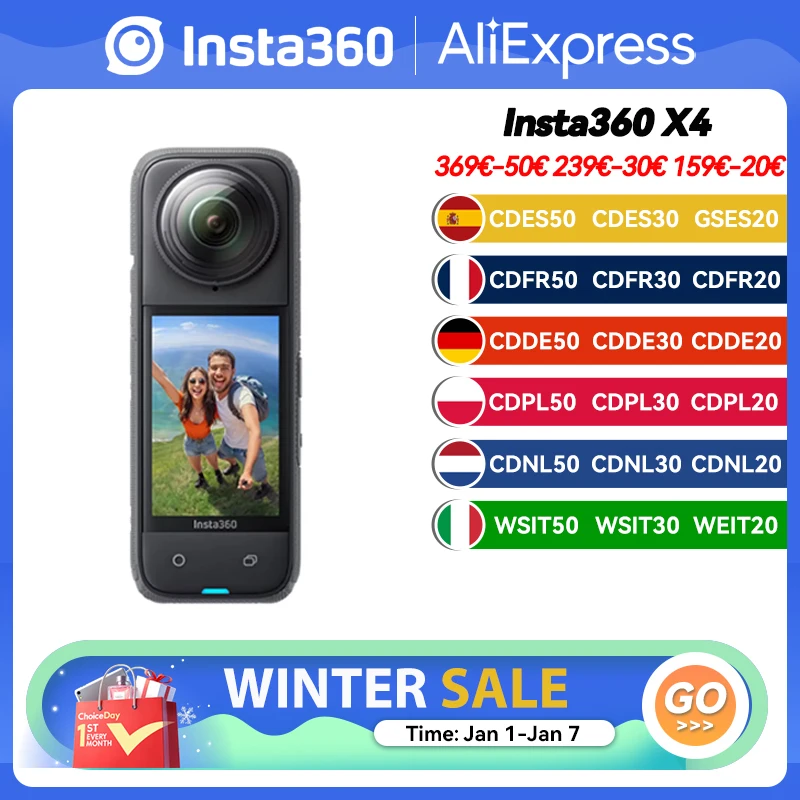 【EU Warehouse】Insta360 X4 8K Waterproof 360 Action Camera, 4K Wide-Angle Video 2290mAh Battery Insta360 X4 Sport Camera