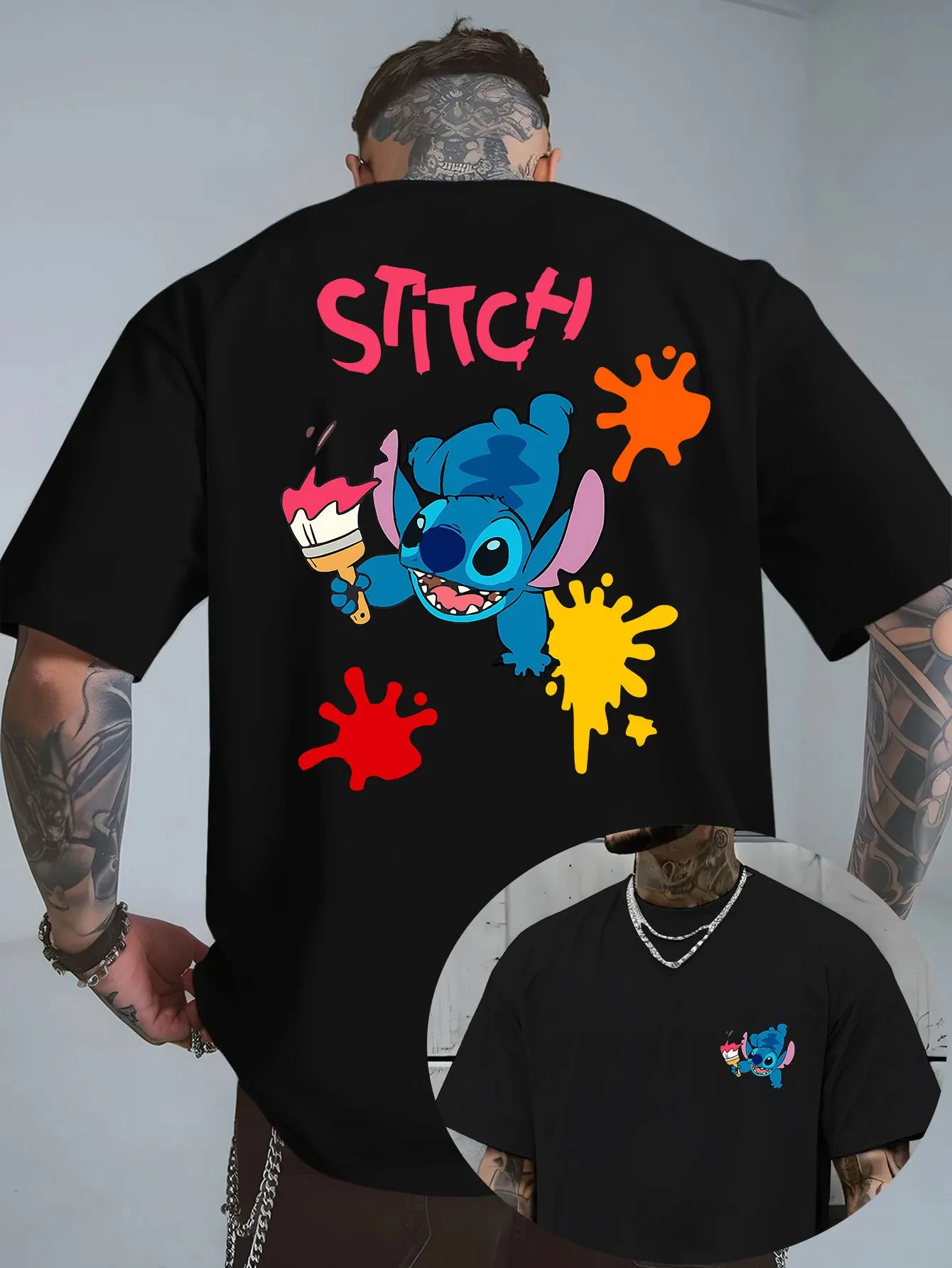 

Disney Stitch T-Shirt Cotton Men's Women Casual Trendy Oversized Streetwear Loose Short Sleeve Unisex Event Outfit
