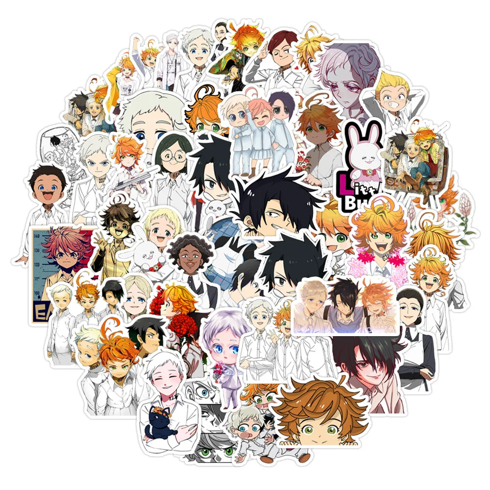 10/30/50PCS The Promised Neverland Stickers Japan Anime Sticker Scrapbook Luggage Laptop Guitar Bike Kids Toys Decals Decoration