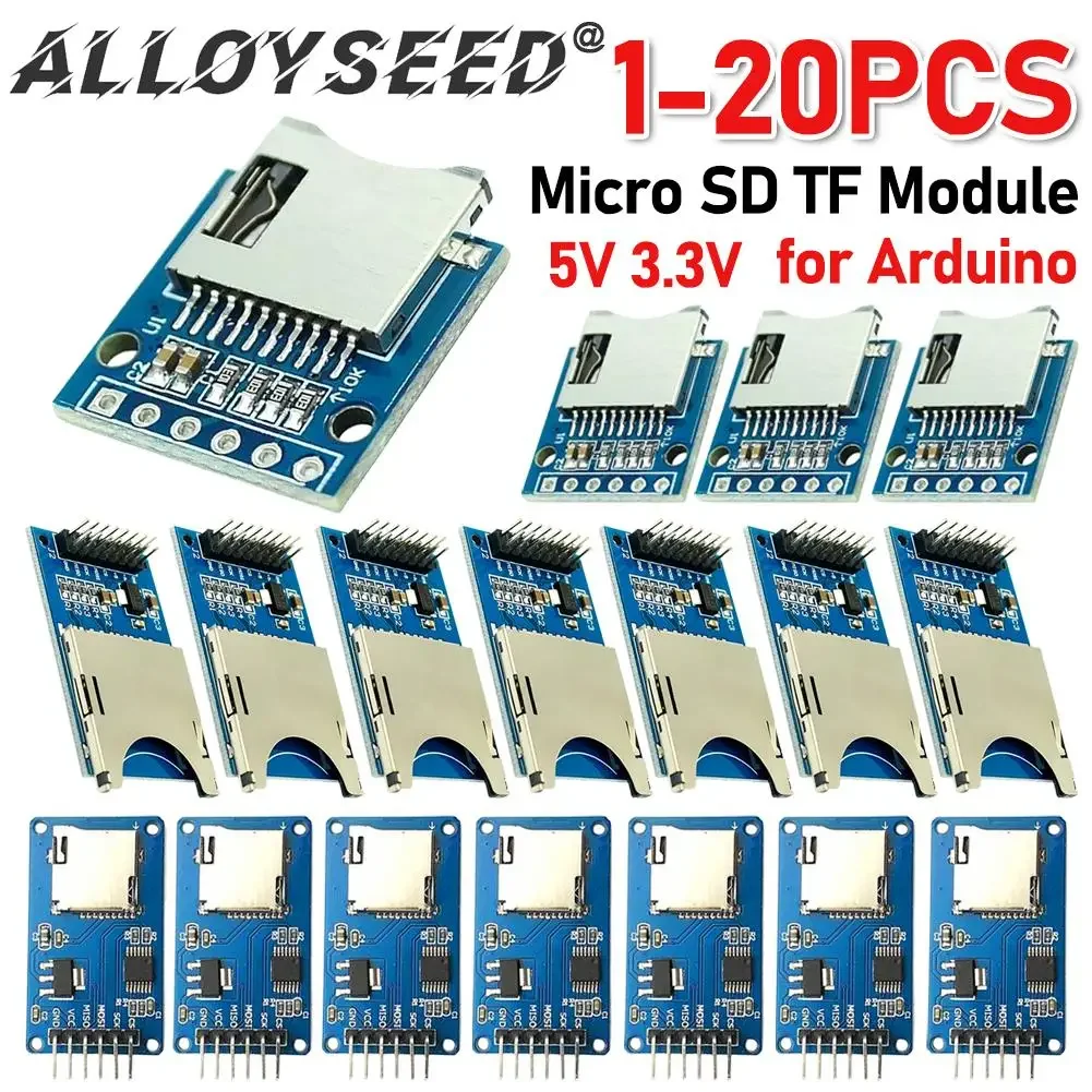 Micro SD Module Storage Expansion Board SPI Micro SD TF Card 5V 3.3V Memory Shield Module 6 Pins TF Card Module for Arduino DIY