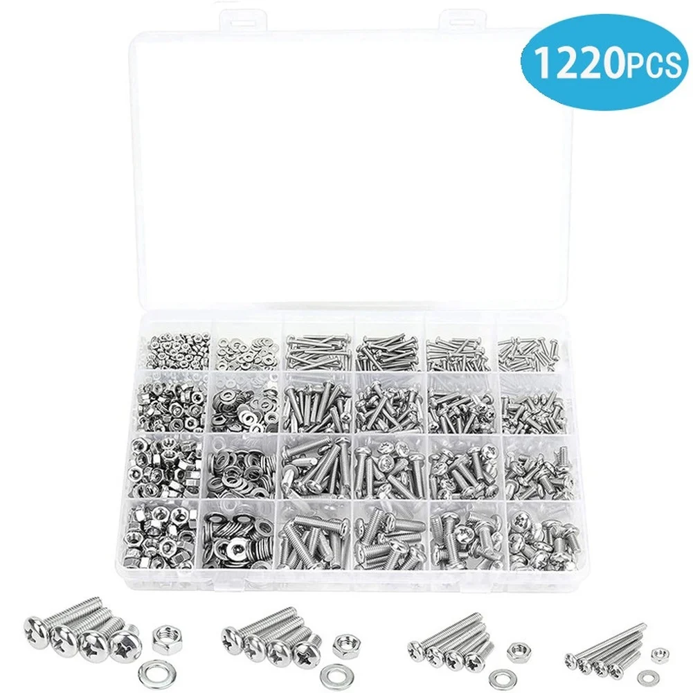 M2 FOR M3 Hex Bolt Kit Nuts And Washers Included Organized Storage Box Socket Head Design Multiple Metric Sizes